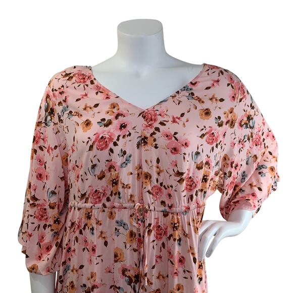 Torrid Womens Babydoll Tunic Size 3 3X Stretch Challis Dolman Sleeve Top Floral - Picture 2 of 9